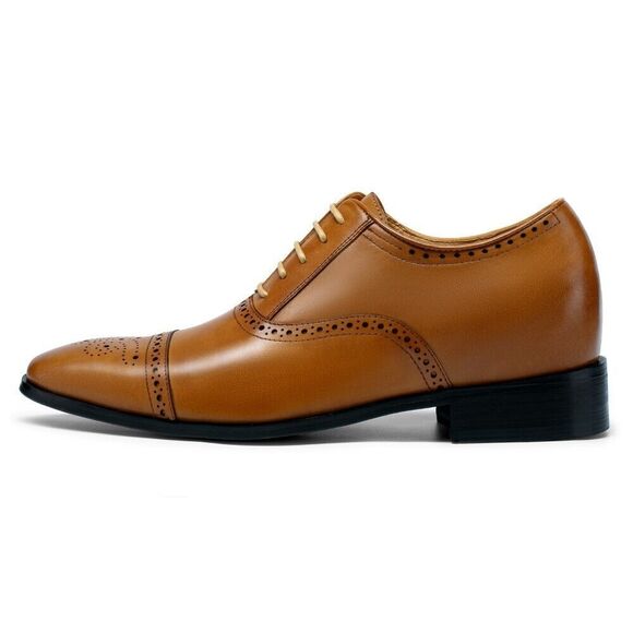 US7.5 CHAMARIPA Elevator Shoes Men brown Oxford Shoes height increase 7cm/2.7”